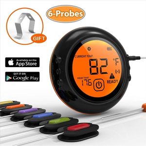 Bluetooth Draadloze Bbq Thermometer Digitale Afstandsbediening Vlees Grill Barbecue Voedsel Koken Roker Thermometer 6 Probes