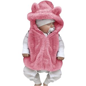 Lente Mode Baby Baby Bovenkleding Vest Mouwloze Jas Cartoon Fleece Hooded Faux Fur Dikke Warme Vest Bovenkleding # LR4