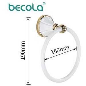 Becola Luxe Badkamer Accessoires Badkamer Hardware Set Wit &amp; Gouden Hanger Gepolijst Tandenborstel Handdoek Bar Doek Haak Handdoekenrek