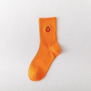Harajuku Borduurwerk Letters Sokken Voor Vrouwen Oranje Lange Katoenen Sokken Femme Grappige Sokken Streetwear Calcetines Mujer
