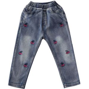 Pudcoco Peuter Kids Jeans Casual Zoete Kers Print Denim Broek Broek Herfst Kleding Elastische Hoge taille Kind Meisjes 2- 7 jaar