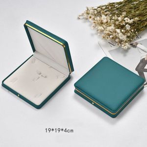 Sieradendozen - Lederen Sieraden Doos - Zwartachtig Groen - Organizer voor Ringen Oorbellen Kettingen Armbanden