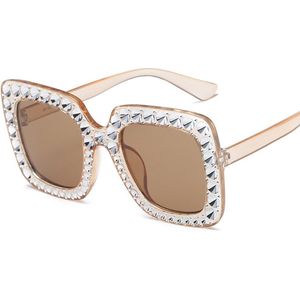 Vierkante Wandelen Zonnebril Vrouwen Italië Diamond Zonnebril Dames Vintage Oversized Vrouwelijke Goggle Eyewear UV400