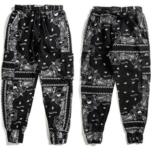 Hip Hop Losse Fit Elastische Taille Broek Mode Gedrukt Side Pocket Enkel Broek Heren Casual Drewstring Sportwear Broek Joggers