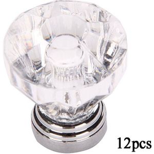 12 Stuks Crystal Glass Deurknoppen Handgrepen Geslepen Diamant Lade Kast Cabinet Handvat Knop