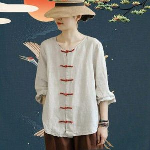 Vrouwen Chinese Stijl Retro Blouse Dame Traditionele Mode Oosterse Kleding Hanfu Tang Pak Katoen Linnen Casual Shirt Qipao Tops