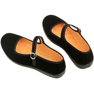 Vrouwen Stof Flats Herfst Loafers Dames Gesp Zwarte Mary Janes Casual Moeder Schoenen Vrouwelijke Comfort Ademend Schoeisel