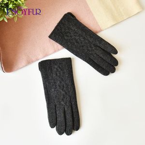 Enjoyfur Vrouwen Winter Touch Screen Handschoenen Mode Sexy Plaid Wol Knit Mittens Dikke Warm Winddicht Sport Vrouwelijke Herfst Handschoenen