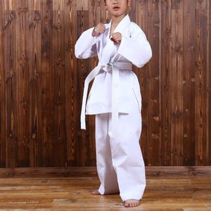 Witte Karate Uniform Met Riem Licht Gewicht Elastische Tailleband &amp; Koord Voor Kinderen Student Ademend Training Pak Sport