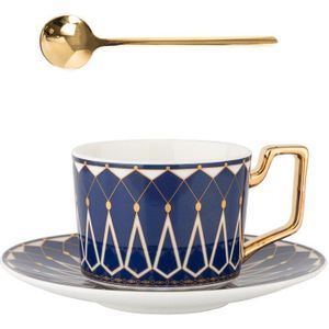 Britse Stijl Luxe Marokkaanse Koffie Kop En Schotel Set Met Goud Handvat 220Ml Keramische Afternoon Tea Cup Porselein Drinkware