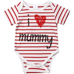 I Love Papa/Mummie Pasgeboren Peuter Baby Jongens Meisjes Bodysuits Valentijnsdag Kleding Zomer Korte Mouwen Katoenen Jumpsuit
