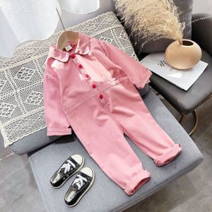 Roze Kleur Baby Girl Herfst Broek Voor Kinderen Katoen Overalls 2-7TChildren Losse Broek Meisjes Kleding