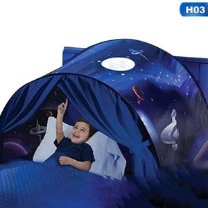 Bed Opvouwbare Sterrenhemel Droom Tent Met Licht Opslag Pocket Kinderen Slapen Opvouwbare Matras Tent Tent