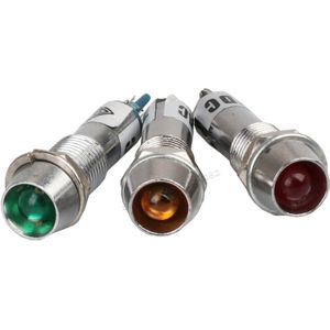 10 Pcs 8 Mm Metalen Led Signaal Lamp Lampje Groen Rood Oranje 24VDC 220VAC Pilot Lamp Waarschuwingslampje Nhc 2 Pin Terminal