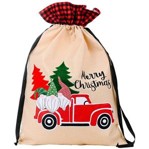 Kerst Linnen Opslag Bag Sack Kerst Bos Oude Man Auto Bag Met Koord Huidige Zak Voor Wedding Party
