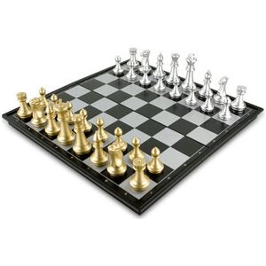 Magnetische Bordspel Middeleeuwse Schaakspel Met Schaakbord 32 Goud Zilver Schaakstukken Schaken Figuur Set Kids