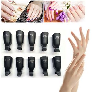 10pc Stijlvolle Nail Art Losweken Cap Clip UV Gel Polish Remover Wrap Tool Black