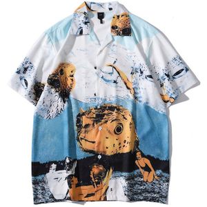 Dark Pictogram Licht Gewicht Dunne Materiaal Hawaiian Shirt Mannen Vrouwen Vintage Straat Mannen Shirts