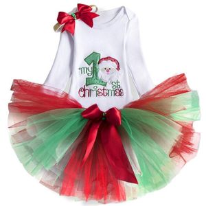 1st Verjaardag Jurk Kerstman Print Kleding Kerst Jurk Voor Meisjes Pasgeboren Herfst Jurk Lange Mouwen Baby Meisjes Kleding