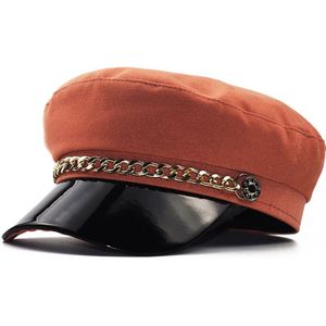 Vrouwelijke hoed voorjaar 100% katoen marine hoed mode zwart lederen vaste crown zilveren gesp winter warm vrouwen mannen hoed Baretten hoed cap