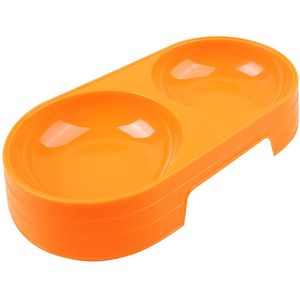 1Pc Goedkope Praktische Huisdier Kom Creatieve Snoep Kleur Plastic Dual-Kom Huisdier Voeden Levert Kat Hondenvoer Water feeder Willekeurige Kleur