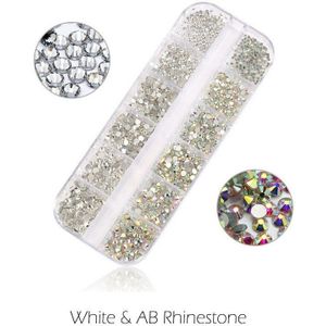 Glitter Nail Art Crystal Ab Diamant Edelstenen Strass Glas Platte Terug Acryl 3D Nagels Decoratie