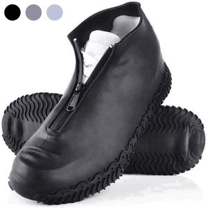 1 Paar Anti Regen Emulsie Schoen Cover Met Rits Draagbare Herbruikbare Dikke Zool Waterdicht Schoeisel Accessoires Beschermende Outdoor