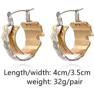 Huanzhi Vintage Goud Zilver Kleur Onregelmatige Leaf Oorringen Voor Vrouwen Geometrische Ronde Verklaring Oorbellen Sieraden