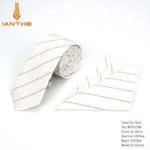 Brand Mannen Katoen Stropdas Set Stropdas Hanky Pochet Gravata Solide Classic 6 cm Ties Mode Bruiloft stropdas Voor Man