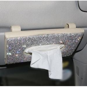 Bling Bling Auto Zonneklep Tissue Box PU Leer Tissue Case Houder Hand-Made Sparkling Crystal Auto Servet Houder voor Vrouwen