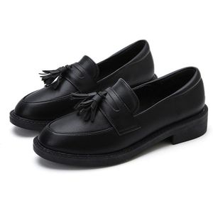 Harajuku Schoenen Loafers Vrouwen Fringe Zwarte Schoenen Voor Vrouwen Platte Schoenen Vrouwen Mode Comfortabele Zapatos Oxford Mujer Buty Damskie
