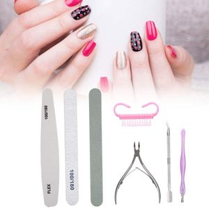7Pcs Nail File Huidtang Staal Pusher Dode Huid Verwijderen Manicure Tool Set Acryl Nail Art Tool Kit