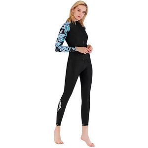 2 Delige Set Vrouwen Met Lange Mouwen Zip Up Rashguard Uv-Bescherming Surfen-Pak Badmode Rash Guard Shirt en Leggings Dive Skin