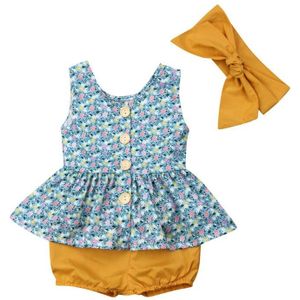 Leuke Peuter Baby Meisjes Kleding Bloemen Tops Jurk + Shorts 3PCS Outfits Sunsuit