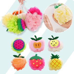 4 Stuks Bad Bal Comfortabele Leuke Kleuren Fruit Vormige Mesh Poef Body Reiniging Bal Douche Bal Voor Douche