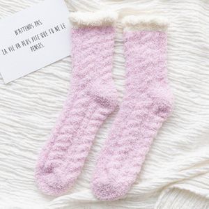 Vrouwen Voorraden Winter Coral Fleece Fluwelen Dikke Vloer Sokken Casual Indoor Jit Kleur Thermische Pluche Kous