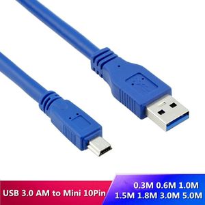 Usb 3.0 A Male Naar Mini 10Pin B Verlengkabel Usb 3.0 A Male Naar Mini Usb Kabel 0.3M/0.6M/1M/1.5M/1.8M/3M/5M 1FT 2FT 5FT 6FT