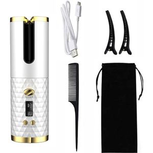 Draagbare Krultang Oplaadbare Automatische Usb Keramische Draadloze Professionele Verwarming Stok Lcd Display Spin Haar Tool