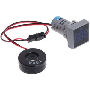 22Mm 0-100A Digitale Ampèremeter Current Meter Indicator Led Lamp Vierkante Signaal Licht