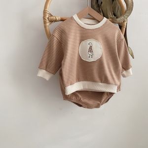 Herfst Baby Jongens Meisjes Kleding Sets Outfits Peuter Gestreepte Lange Mouw Sweatshirt Tops + Shorts Pak Baby Sweatshirts Set