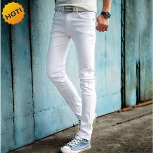 Mode Slanke Mannelijke Witte Jeans Mannen Broek Heren Casual Broek Skinny Potlood Broek Jongens Hip Hop pantalon Homme