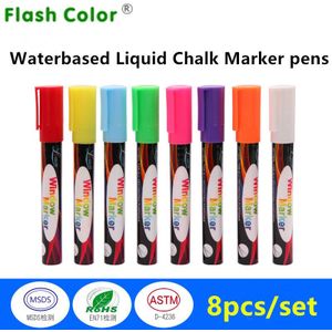 6MM Vloeibare Krijt Markers Pennen 8 Kleuren/Set voor Wit/Schoolbord Zwarte Stickers Led Schrijfbord