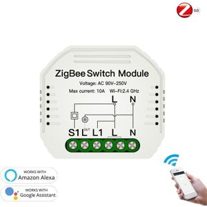 Tuya Zigbee 3.0 Smart Lichtschakelaar Module Smartthings Vereist App Afstandsbediening, werken Met Alexa Google Thuis Voor Voice Control