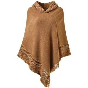 Casual Vrouwen Trui Poncho Gebreide Cape Truien Hooded Kwastje Solid Trui Vrouwen Poncho Warme Jas