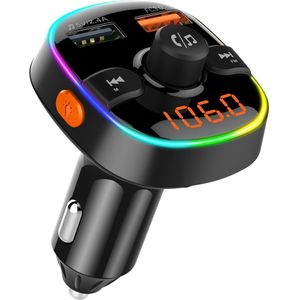 Auto Fm-zender Bluetooth 5.0 Auto Mp3 Speler Modulator Adapter Batterij Voltage Tf Card Handsfree Dual Usb Smart chip
