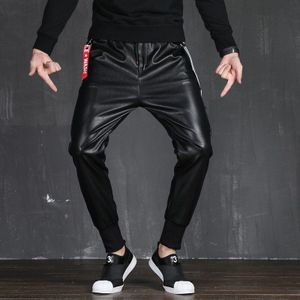 Idopy Heren Faux Leather Joggers Hip Hop High Street Pu Motorfiets Harem Joggingbroeken Joggingbroek Voor Jonge Mannelijke