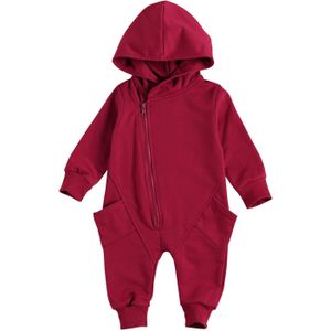 Ma & Baby 0-24M Herfst Winter Pasgeboren Baby Peuter Baby Boy Meisje Hooded Jumpsuit Warm Lange Mouwen romper Effen Baby Kleding