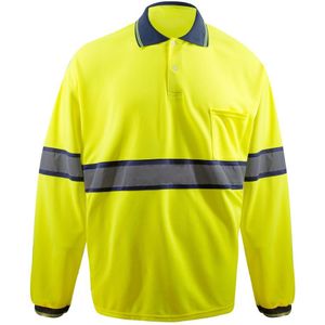 Zuja Veiligheid Shirt Hi-Viz Safety Geel Lange Mouwen Reflecterende T-shirt Strip Stof Werkkleding Voor Mannen