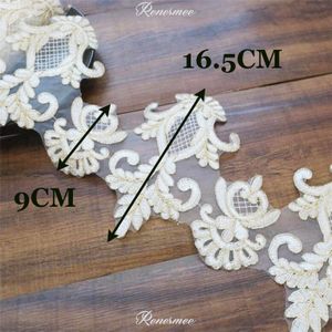 1Yard Exquisite Gouden Overzicht Cording Ivoor Borduren Polyester Kant Kinderen Jurk Baby Kostuum Trims 16.5Cm