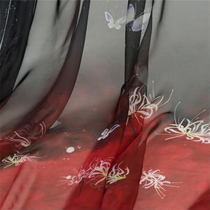 30D Bian Bloem Gedrukt Chiffon Hanfu Stof Rok Kleding Bruiloft Jurk Naaien Diy Stof